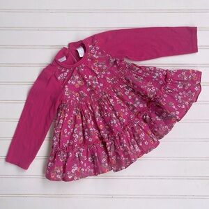 FIRST IMPRESSION EUC Floral Tiered Ruffle Long Sleeve Tunic Dress